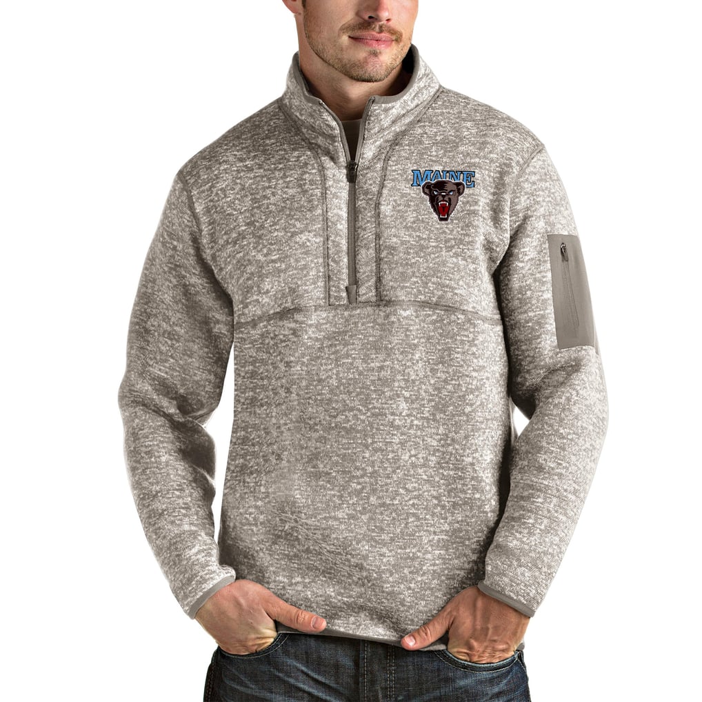 Maine Black Bears Antigua Fortune Half-Zip Pullover Jacket - Oatmeal