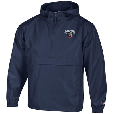 Maine Black Bears Champion Packable Half-Zip Hooded Jacket - Navy

