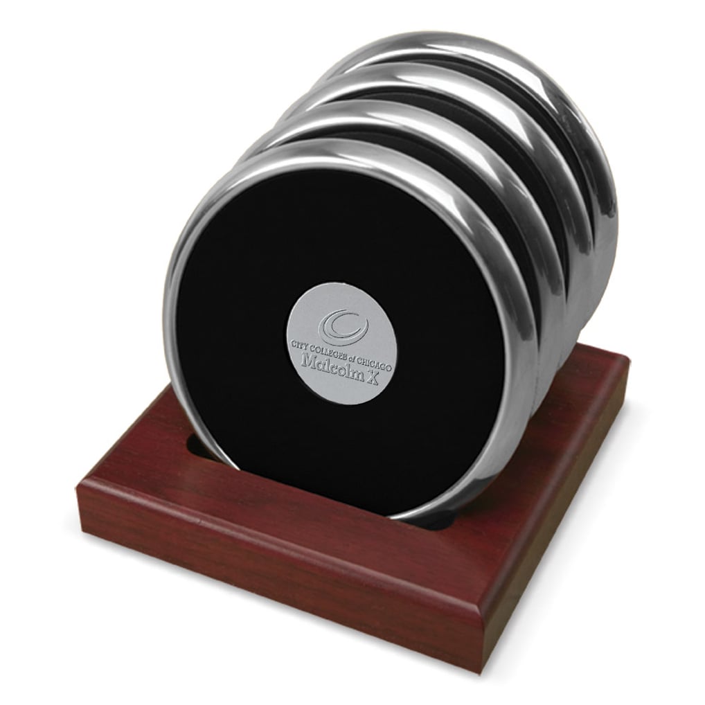 Malcolm X College Hawks 4-Piece Coaster Set - Silver
