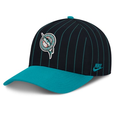 Florida Marlins Nike Male Cooperstown Rise A-Frame Adjustable Hat - Black/Teal