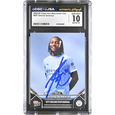 Antoine Semenyo Manchester City Autographed 2025-26 Topps Now Manchester City #1 CGC Authenticated 10/10 Card