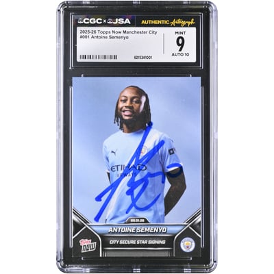Antoine Semenyo Manchester City Autographed 2025-26 Topps Now Manchester City #1 CGC Authenticated 9/10 Card