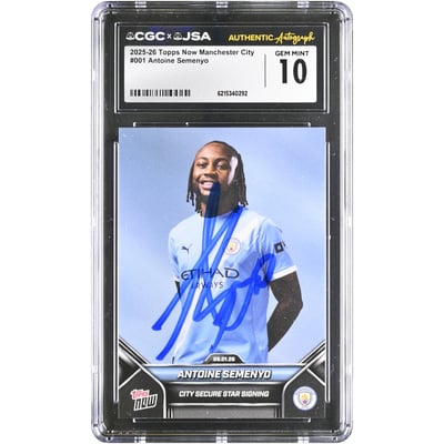 Antoine Semenyo Manchester City Autographed 2025-26 Topps Now Manchester City #1 CGC Authenticated GEM MINT 10 Card