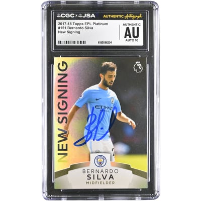 Bernardo Silva Manchester City Autographed 2017-18 Topps EPL Platinum New Signing #151 CGC Authenticated AUTO 10 Rookie Card