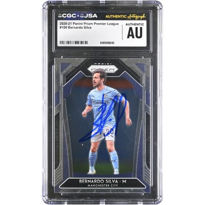Bernardo Silva Manchester City Autographed 2020-21 Panini Prizm Premier League #100 CGC Authenticated Card