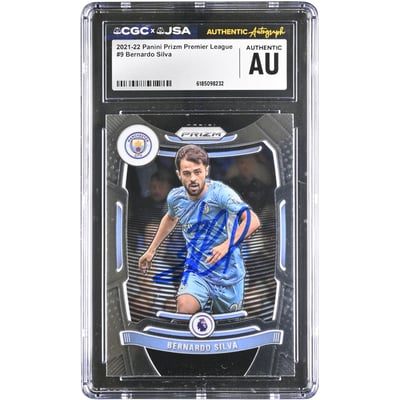 Bernardo Silva Manchester City Autographed 2021-22 Panini Prizm Premier League #9 CGC Authenticated Card