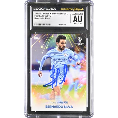 Bernardo Silva Manchester City Autographed 2021-22 Topps X Steve Aoki UCL Football Festival #NNO CGC Authenticated AUTO 10 Card