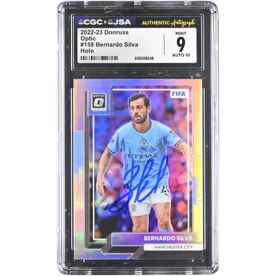 Bernardo Silva Manchester City Autographed 2022-23 Panini Donruss Optic Holo #158 CGC Authenticated 9/10 Card