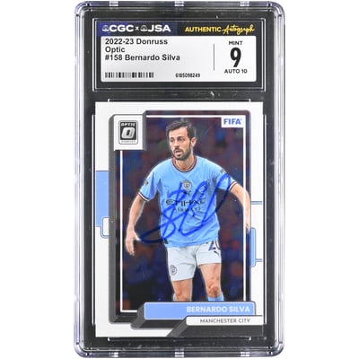 Bernardo Silva Manchester City Autographed 2022-23 Panini Donruss Optic #158 CGC Authenticated 9/10 Card