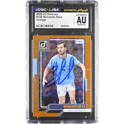 Bernardo Silva Manchester City Autographed 2022-23 Panini Donruss Orange #158 CGC Authenticated AUTO 10 Card