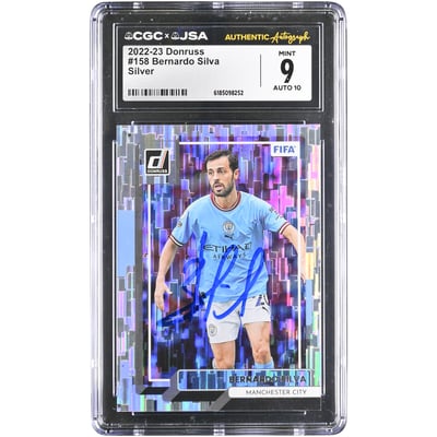 Bernardo Silva Manchester City Autographed 2022-23 Panini Donruss Silver #158 CGC Authenticated 9/10 Card