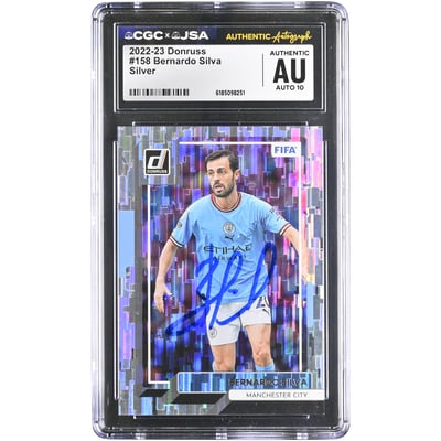 Bernardo Silva Manchester City Autographed 2022-23 Panini Donruss Silver #158 CGC Authenticated AUTO 10 Card