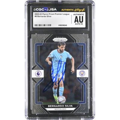 Bernardo Silva Manchester City Autographed 2022-23 Panini Prizm Premier League #8 CGC Authenticated AUTO 10 Card