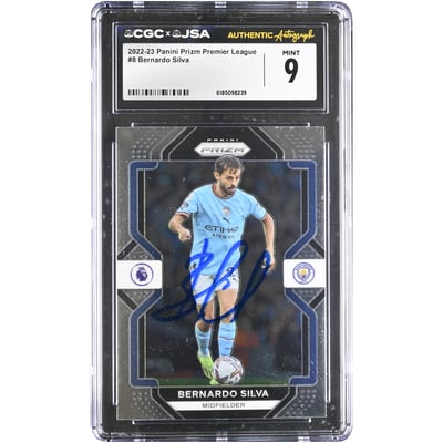 Bernardo Silva Manchester City Autographed 2022-23 Panini Prizm Premier League #8 CGC Authenticated MINT 9 Card