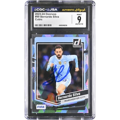 Bernardo Silva Manchester City Autographed 2023-24 Panini Donruss Cubic #99 CGC Authenticated 9/10 Card