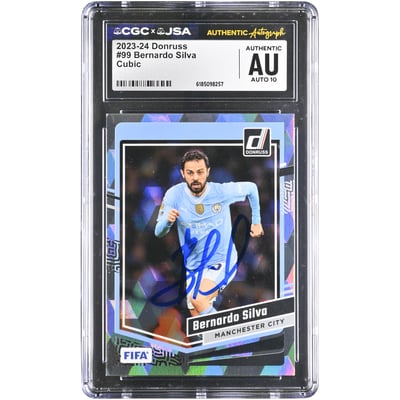 Bernardo Silva Manchester City Autographed 2023-24 Panini Donruss Cubic #99 CGC Authenticated AUTO 10 Card