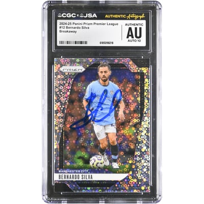 Bernardo Silva Manchester City Autographed 2024-25 Panini Prizm Premier League Breakaway #12 CGC Authenticated AUTO 10 Card