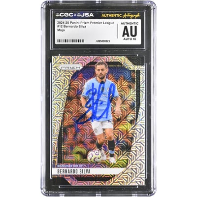 Bernardo Silva Manchester City Autographed 2024-25 Panini Prizm Premier League Mojo #12 CGC Authenticated AUTO 10 Card