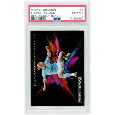 Erling Haaland Manchester City 2022-23 Panini Obsidian Black Color Blast #7 PSA Authenticated 10 Card