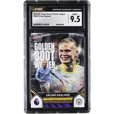 Erling Haaland Manchester City 2025-26 Topps Now Premier League Golden Boot Winner #208 CGC Authenticated MINT+ 9.5 Card