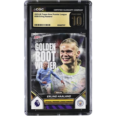 Erling Haaland Manchester City 2025-26 Topps Now Premier League Golden Boot Winner #208 CGC Authenticated PRISTINE 10 Card