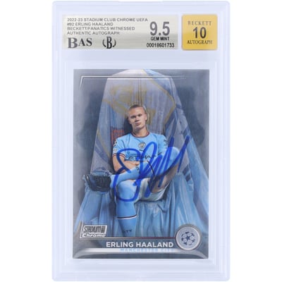Erling Haaland Manchester City Autographed 2022-23 Topps Stadium Club Chrome #92 Beckett Fanatics Witnessed Authenticated 9.5/10 Card