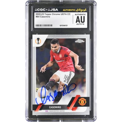 Carlos Casemiro Manchester United Autographed 2022-23 Topps Chrome UEFA CC #64 CGC Authenticated AUTO 10 Card