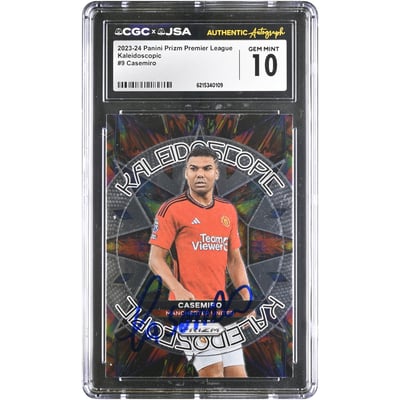 Carlos Casemiro Manchester United Autographed 2023-24 Panini Prizm Premier League Kaleidoscopic #9 CGC Authenticated GEM MINT 10 Card
