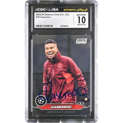 Carlos Casemiro Manchester United Autographed 2023-24 Topps Stadium Club Chrome #18 CGC Authenticated 10/10 Card