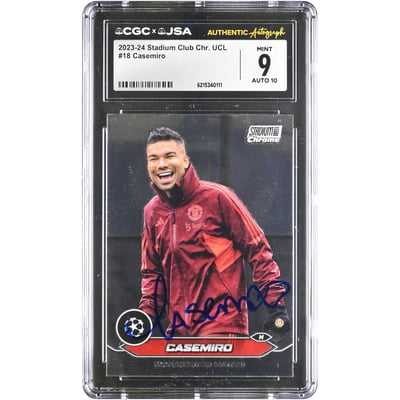 Carlos Casemiro Manchester United Autographed 2023-24 Topps Stadium Club Chrome #18 CGC Authenticated 9/10 Card
