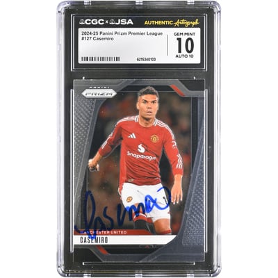 Carlos Casemiro Manchester United Autographed 2024-25 Panini Prizm Premier League #127 CGC Authenticated 10/10 Card