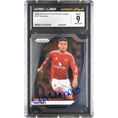 Carlos Casemiro Manchester United Autographed 2024-25 Panini Prizm Premier League #127 CGC Authenticated 9/10 Card