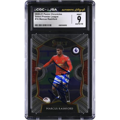 Marcus Rashford Manchester United Autographed 2020-21 Panini Chronicles Select #16 CGC Authenticated 9/10 Card