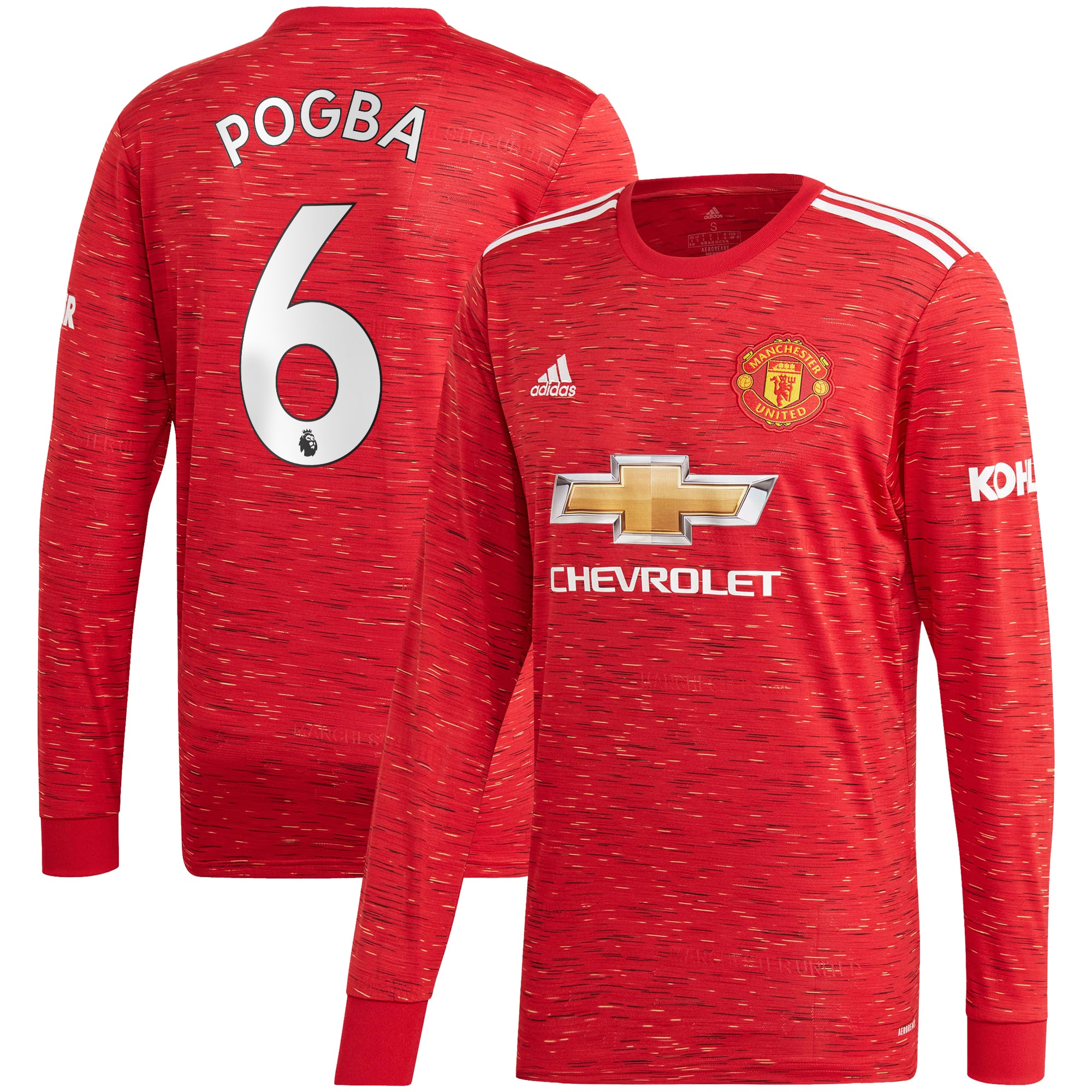 adidas Paul Pogba Manchester United Red 2020/21 Home Replica Long
