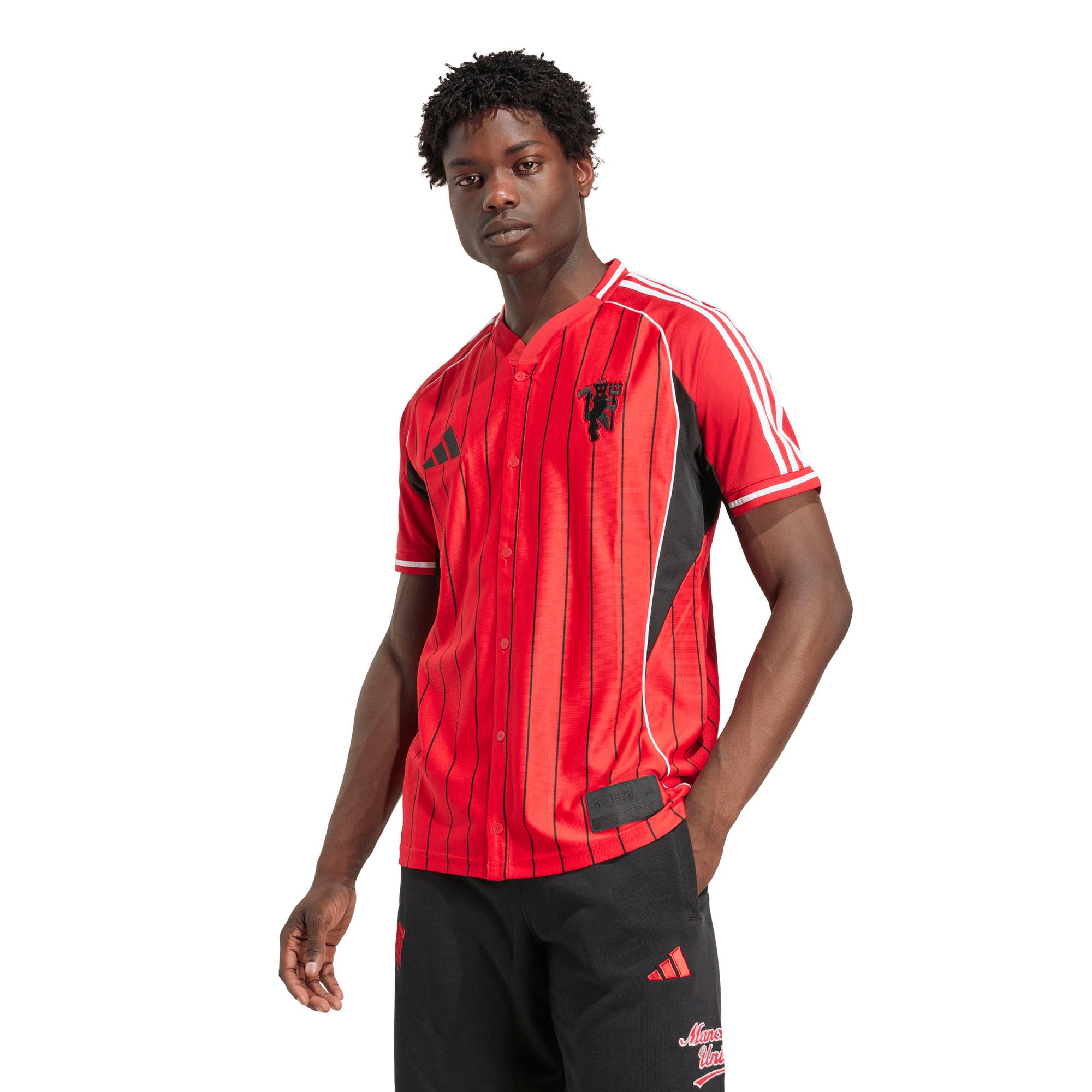 Manchester United adidas US Pack Full-Button Baseball Jersey - Red