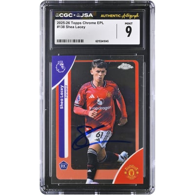 Shea Lacey Manchester United Autographed 2025-26 Topps Chrome EPL #138 CGC Authenticated MINT 9 Rookie Card