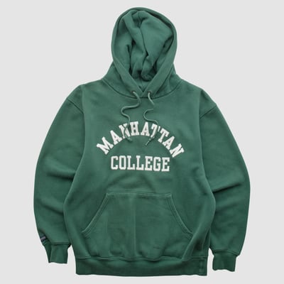 Manhattan Jaspers Jansport 2000s Hooded Pullover Sweatshirt - Green - XS by Fanatics Real Vintage