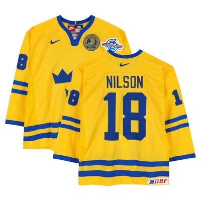 Marcus Nilson Team Sweden Fanatics Authentic Game-Used #18 Yellow Nike Jersey vs. Team Finland on September 4 during the 2004 World Cup of Hockey