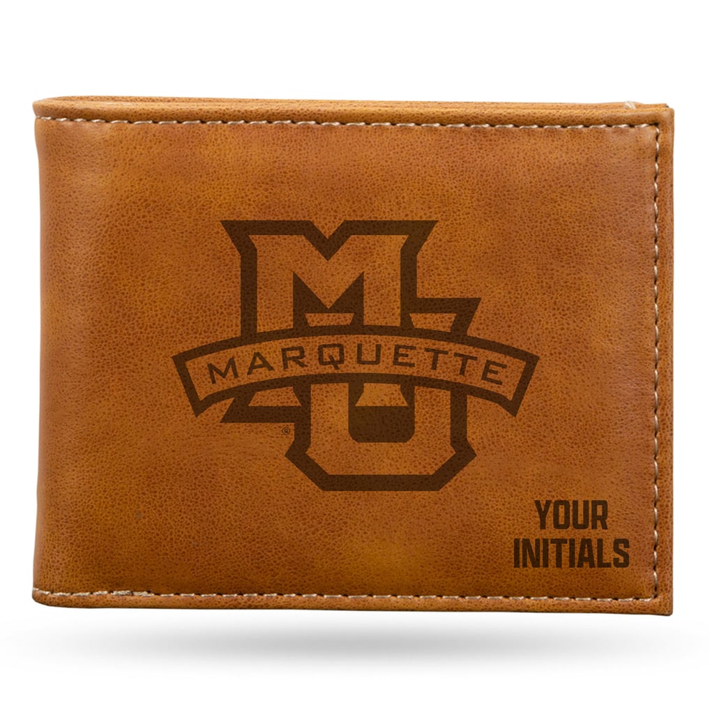 Marquette Golden Eagles Personalized Billfold Wallet - Brown
