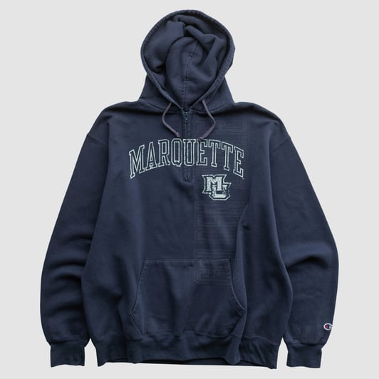 Marquette Golden Eagles Champion 2000s Hooded Pullover Sweatshirt - Navy - XL by Fanatics Real Vintage