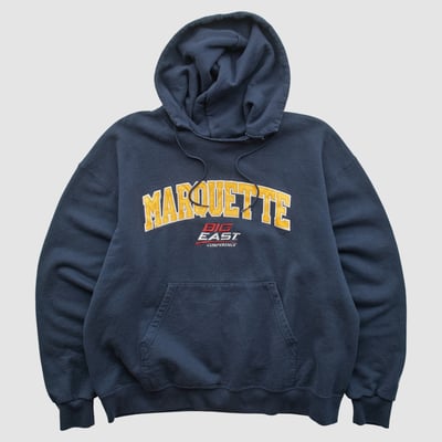 Marquette Golden Eagles Champion 2010s Hooded Pullover Sweatshirt - Navy - L by Fanatics Real Vintage