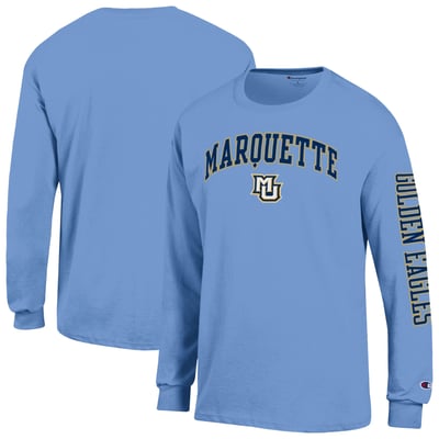 Marquette Golden Eagles Champion Arch Logo Long Sleeve T-Shirt - Light Blue