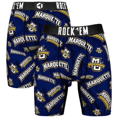  Marquette Golden Eagles Rock Em All Over Logo Boxer Briefs - Blue