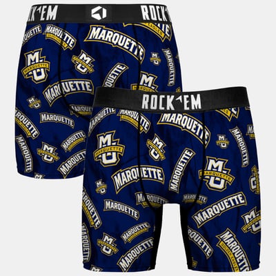  Marquette Golden Eagles Rock Em Youth All Over Logo Boxer Briefs - Blue