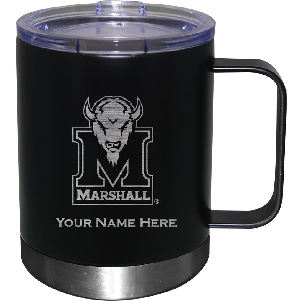 Marshall Thundering Herd 12oz. Personalized Stainless Steel Lowball with Handle - Black
