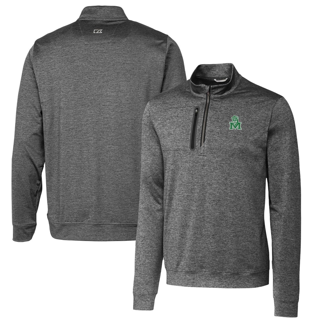 Marshall Thundering Herd Cutter & Buck Vault Big & Tall Stealth Quarter-Zip Pullover Top - Steel
