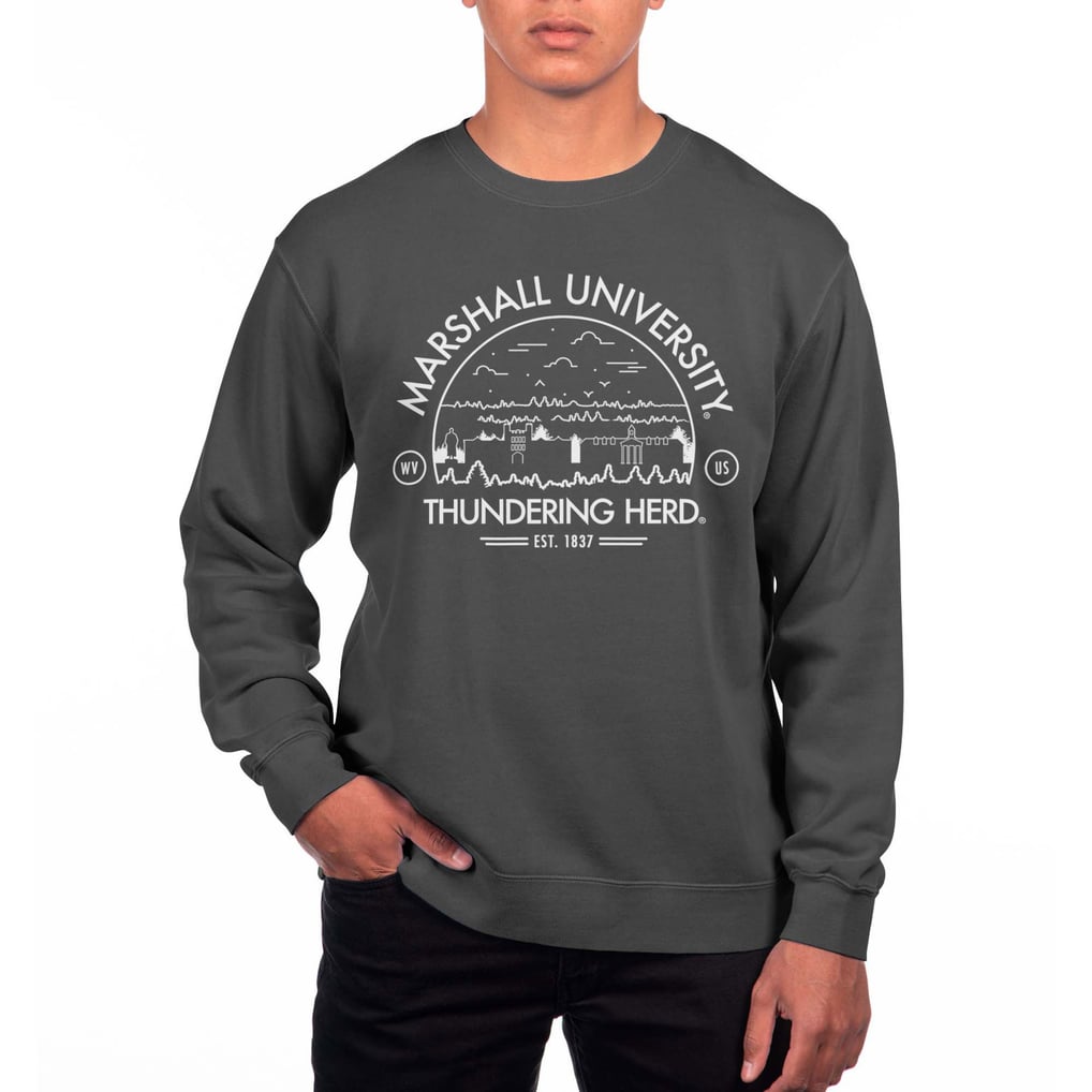  Marshall Thundering Herd Uscape Apparel Pigment Dyed Fleece Sweatshirt - Black