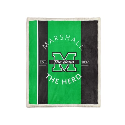 Marshall Thundering Herd Pegasus Block Stripe 50" x 60" Ultra Cozy Sherpa Blanket
