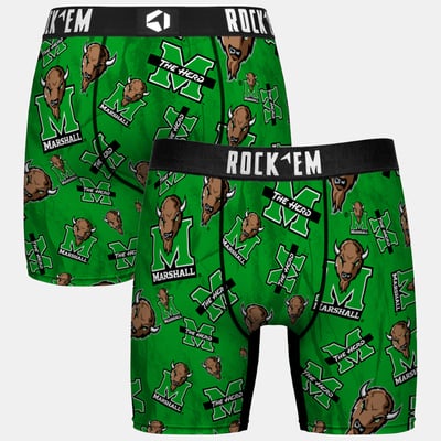  Marshall Thundering Herd Rock Em Youth All Over Logo Boxer Briefs - Kelly Green