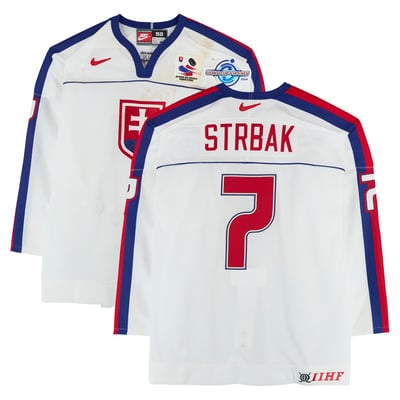 Martin Štrbák Team Slovakia Fanatics Authentic Game-Used #7 White Nike Jersey from the 2004 World Cup of Hockey